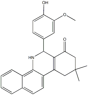 6-(4-hydroxy-3-methoxyphenyl)-9,9-dimethyl-6,8,9,10-tetrahydrobenzo[c]phenanthridin-7(5H)-one 化学構造式