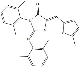 3-(2,6-dimethylphenyl)-2-[(2,6-dimethylphenyl)imino]-5-[(5-methyl-2-thienyl)methylene]-1,3-thiazolidin-4-one,486995-40-8,结构式