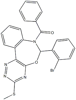 7-benzoyl-6-(2-bromophenyl)-6,7-dihydro[1,2,4]triazino[5,6-d][3,1]benzoxazepin-3-yl methyl sulfide 结构式