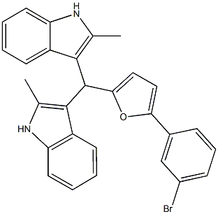 3-[[5-(3-bromophenyl)-2-furyl](2-methyl-1H-indol-3-yl)methyl]-2-methyl-1H-indole Structure