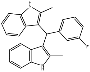 3-[(3-fluorophenyl)(2-methyl-1H-indol-3-yl)methyl]-2-methyl-1H-indole 结构式