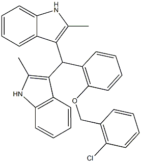 3-[{2-[(2-chlorobenzyl)oxy]phenyl}(2-methyl-1H-indol-3-yl)methyl]-2-methyl-1H-indole 结构式