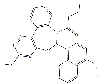 7-butyryl-6-(4-methoxy-1-naphthyl)-3-(methylsulfanyl)-6,7-dihydro[1,2,4]triazino[5,6-d][3,1]benzoxazepine Struktur