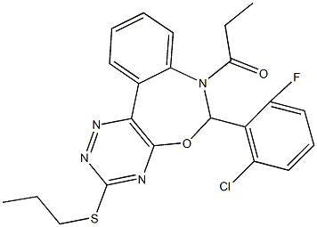 6-(2-chloro-6-fluorophenyl)-7-propionyl-6,7-dihydro[1,2,4]triazino[5,6-d][3,1]benzoxazepin-3-yl propyl sulfide 结构式