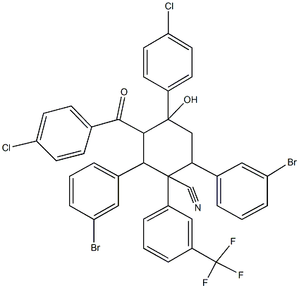 486997-86-8 2,6-bis(3-bromophenyl)-3-(4-chlorobenzoyl)-4-(4-chlorophenyl)-4-hydroxy-1-[3-(trifluoromethyl)phenyl]cyclohexanecarbonitrile