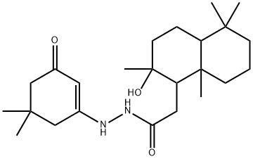 N'-(5,5-dimethyl-3-oxocyclohex-1-en-1-yl)-2-(2-hydroxy-2,5,5,8a-tetramethyldecahydronaphthalen-1-yl)acetohydrazide 化学構造式