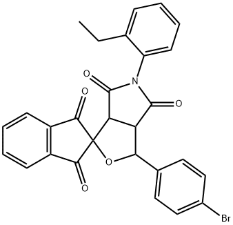 3-(4-bromophenyl)-5-(2-ethylphenyl)-1',3',4,6-tetraoxo-1,3,3a,4,6,6a-hexahydrospiro(1H-furo[3,4-c]pyrrole-1,2'-indane) Structure