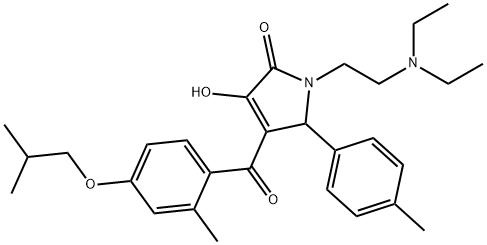 1-[2-(diethylamino)ethyl]-3-hydroxy-4-(4-isobutoxy-2-methylbenzoyl)-5-(4-methylphenyl)-1,5-dihydro-2H-pyrrol-2-one 结构式