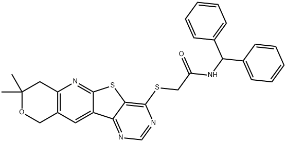 N-benzhydryl-2-[(8,8-dimethyl-7,10-dihydro-8H-pyrano[3'',4'':5',6']pyrido[3',2':4,5]thieno[3,2-d]pyrimidin-4-yl)sulfanyl]acetamide Structure