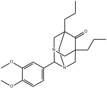 2-(3,4-dimethoxyphenyl)-5,7-dipropyl-1,3-diazatricyclo[3.3.1.1~3,7~]decan-6-one,487031-02-7,结构式