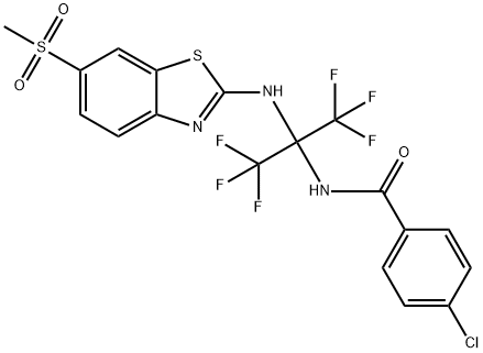 487036-90-8 4-chloro-N-[2,2,2-trifluoro-1-{[6-(methylsulfonyl)-1,3-benzothiazol-2-yl]amino}-1-(trifluoromethyl)ethyl]benzamide