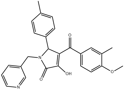 3-hydroxy-4-(4-methoxy-3-methylbenzoyl)-5-(4-methylphenyl)-1-(pyridin-3-ylmethyl)-1,5-dihydro-2H-pyrrol-2-one 化学構造式