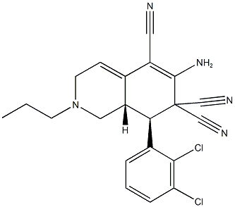 6-amino-8-(2,3-dichlorophenyl)-2-propyl-2,3,8,8a-tetrahydro-5,7,7(1H)-isoquinolinetricarbonitrile,488083-22-3,结构式