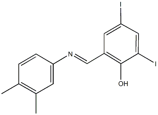 2-{[(3,4-dimethylphenyl)imino]methyl}-4,6-diiodophenol 结构式