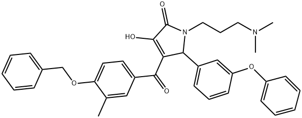 4-[4-(benzyloxy)-3-methylbenzoyl]-1-[3-(dimethylamino)propyl]-3-hydroxy-5-(3-phenoxyphenyl)-1,5-dihydro-2H-pyrrol-2-one Structure