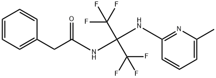 2-phenyl-N-[2,2,2-trifluoro-1-[(6-methyl-2-pyridinyl)amino]-1-(trifluoromethyl)ethyl]acetamide Struktur
