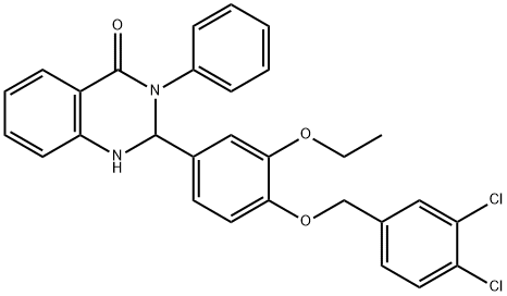 2-{4-[(3,4-dichlorobenzyl)oxy]-3-ethoxyphenyl}-3-phenyl-2,3-dihydro-4(1H)-quinazolinone Struktur