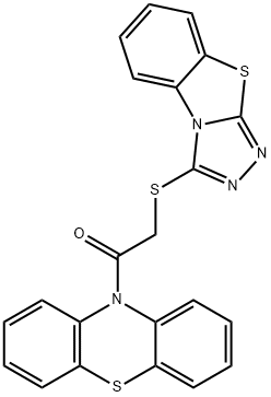 10-[([1,2,4]triazolo[3,4-b][1,3]benzothiazol-3-ylsulfanyl)acetyl]-10H-phenothiazine Struktur