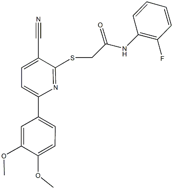 2-{[3-cyano-6-(3,4-dimethoxyphenyl)pyridin-2-yl]sulfanyl}-N-(2-fluorophenyl)acetamide Struktur