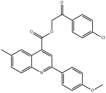 2-(4-chlorophenyl)-2-oxoethyl 2-(4-methoxyphenyl)-6-methyl-4-quinolinecarboxylate 结构式