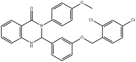 2-{3-[(2,4-dichlorobenzyl)oxy]phenyl}-3-(4-methoxyphenyl)-2,3-dihydro-4(1H)-quinazolinone 化学構造式
