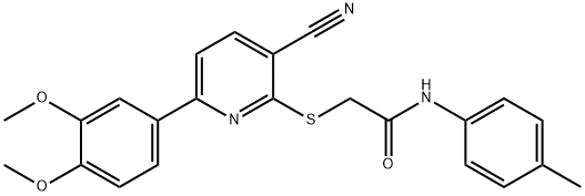 2-{[3-cyano-6-(3,4-dimethoxyphenyl)pyridin-2-yl]sulfanyl}-N-(4-methylphenyl)acetamide 结构式