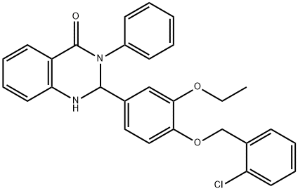 2-{4-[(2-chlorobenzyl)oxy]-3-ethoxyphenyl}-3-phenyl-2,3-dihydro-4(1H)-quinazolinone 结构式