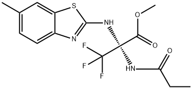 methyl 3,3,3-trifluoro-2-[(6-methyl-1,3-benzothiazol-2-yl)amino]-2-(propionylamino)propanoate 化学構造式