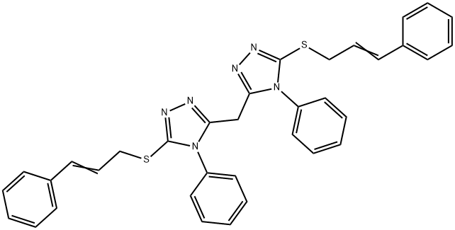 3-(cinnamylsulfanyl)-5-{[5-(cinnamylsulfanyl)-4-phenyl-4H-1,2,4-triazol-3-yl]methyl}-4-phenyl-4H-1,2,4-triazole Structure