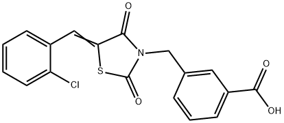 3-{[5-(2-chlorobenzylidene)-2,4-dioxo-1,3-thiazolidin-3-yl]methyl}benzoic acid 结构式