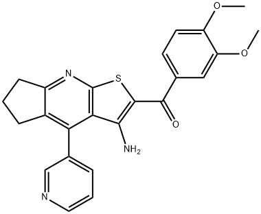 [3-amino-4-(3-pyridinyl)-6,7-dihydro-5H-cyclopenta[b]thieno[3,2-e]pyridin-2-yl](3,4-dimethoxyphenyl)methanone 化学構造式