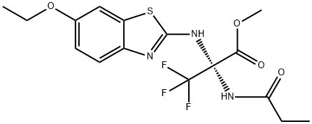 methyl 2-[(6-ethoxy-1,3-benzothiazol-2-yl)amino]-3,3,3-trifluoro-2-(propionylamino)propanoate Structure