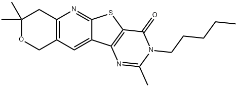 2,8,8-trimethyl-3-pentyl-7,10-dihydro-8H-pyrano[3'',4'':5',6']pyrido[3',2':4,5]thieno[3,2-d]pyrimidin-4(3H)-one 化学構造式