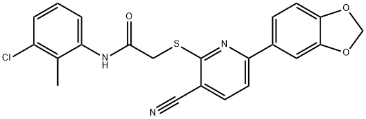 2-{[6-(1,3-benzodioxol-5-yl)-3-cyanopyridin-2-yl]sulfanyl}-N-(3-chloro-2-methylphenyl)acetamide Structure