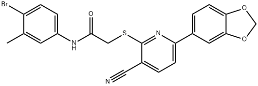 2-{[6-(1,3-benzodioxol-5-yl)-3-cyanopyridin-2-yl]sulfanyl}-N-(4-bromo-3-methylphenyl)acetamide Structure