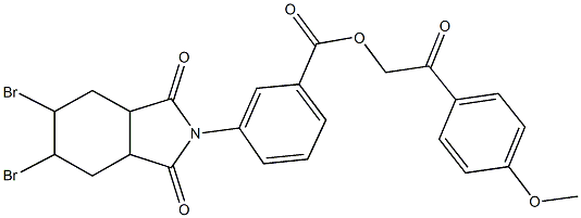 2-(4-methoxyphenyl)-2-oxoethyl 3-(5,6-dibromo-1,3-dioxooctahydro-2H-isoindol-2-yl)benzoate Structure