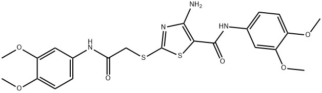 4-amino-2-{[2-(3,4-dimethoxyanilino)-2-oxoethyl]sulfanyl}-N-(3,4-dimethoxyphenyl)-1,3-thiazole-5-carboxamide Structure