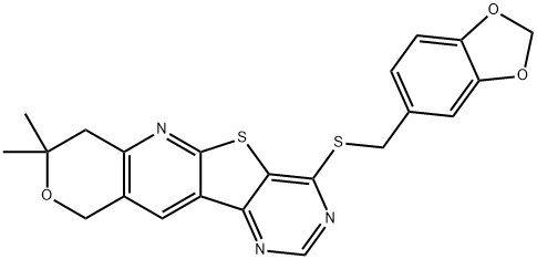 488734-78-7 1,3-benzodioxol-5-ylmethyl 8,8-dimethyl-7,10-dihydro-8H-pyrano[3'',4'':5',6']pyrido[3',2':4,5]thieno[3,2-d]pyrimidin-4-yl sulfide