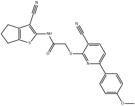 N-(3-cyano-5,6-dihydro-4H-cyclopenta[b]thien-2-yl)-2-{[3-cyano-6-(4-methoxyphenyl)-2-pyridinyl]sulfanyl}acetamide Structure