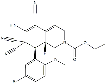 ethyl 6-amino-8-(5-bromo-2-methoxyphenyl)-5,7,7-tricyano-3,7,8,8a-tetrahydro-2(1H)-isoquinolinecarboxylate Structure