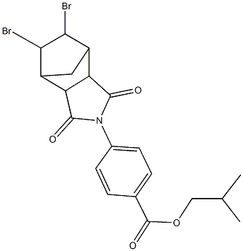 isobutyl 4-(8,9-dibromo-3,5-dioxo-4-azatricyclo[5.2.1.0~2,6~]dec-4-yl)benzoate 化学構造式