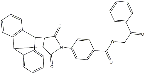 2-oxo-2-phenylethyl 4-(16,18-dioxo-17-azapentacyclo[6.6.5.0~2,7~.0~9,14~.0~15,19~]nonadeca-2,4,6,9,11,13-hexaen-17-yl)benzoate Struktur