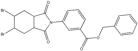 benzyl 3-(5,6-dibromo-1,3-dioxooctahydro-2H-isoindol-2-yl)benzoate Struktur