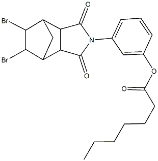 3-(8,9-dibromo-3,5-dioxo-4-azatricyclo[5.2.1.0~2,6~]dec-4-yl)phenyl heptanoate Structure