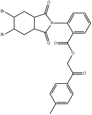 2-(4-methylphenyl)-2-oxoethyl 2-(5,6-dibromo-1,3-dioxooctahydro-2H-isoindol-2-yl)benzoate 结构式