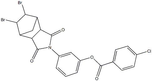 3-(8,9-dibromo-3,5-dioxo-4-azatricyclo[5.2.1.0~2,6~]dec-4-yl)phenyl 4-chlorobenzoate 化学構造式
