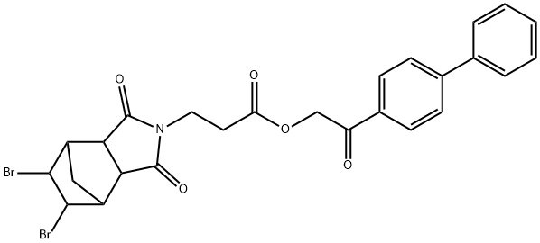 2-[1,1'-biphenyl]-4-yl-2-oxoethyl 3-(8,9-dibromo-3,5-dioxo-4-azatricyclo[5.2.1.0~2,6~]dec-4-yl)propanoate,488786-59-0,结构式
