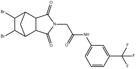 2-(8,9-dibromo-3,5-dioxo-4-azatricyclo[5.2.1.0~2,6~]dec-4-yl)-N-[3-(trifluoromethyl)phenyl]acetamide Struktur