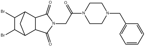 4-[2-(4-benzyl-1-piperazinyl)-2-oxoethyl]-8,9-dibromo-4-azatricyclo[5.2.1.0~2,6~]decane-3,5-dione 结构式