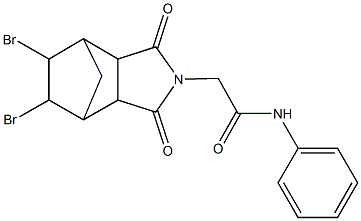 2-(8,9-dibromo-3,5-dioxo-4-azatricyclo[5.2.1.0~2,6~]dec-4-yl)-N-phenylacetamide 结构式